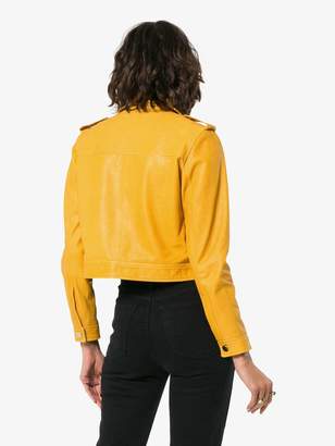 Skiim Yellow cropped leather jacket