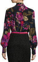 Thumbnail for your product : Trina Turk Long-Sleeve Floral Tie-Neck Top, Multicolor