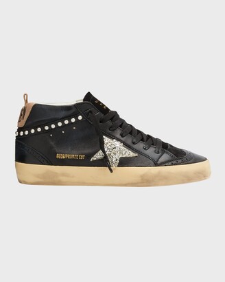Golden Goose Mid Star Pearly Stud Wing-Tip Sneakers