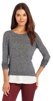 Thumbnail for your product : Kensie Women's Gauzy Slub Twofer Sweater