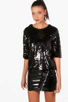 Thumbnail for your product : boohoo Tall Boxy Sequin Crop Top