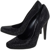 Thumbnail for your product : Christian Dior Black Crystal Embellished Suede Square Toe Pumps Size 40
