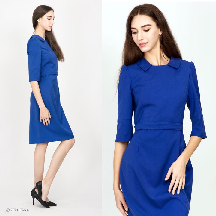Kate Middleton Blue Pencil Dress/ Royal Canada Tour/ Tailored Dress/ Workdress/ Formal Custom Made Plus