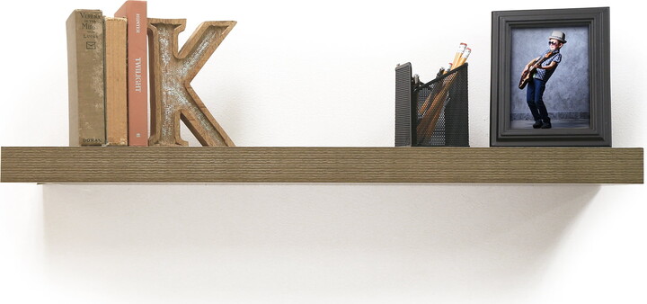 InPlace Rectangle Wood Wall Shelf, Wall Mounted Picture Ledge Shelf, White, 60" W x 3.5" H x 4.5" D