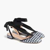 Thumbnail for your product : J.Crew Gingham ankle-wrap flats