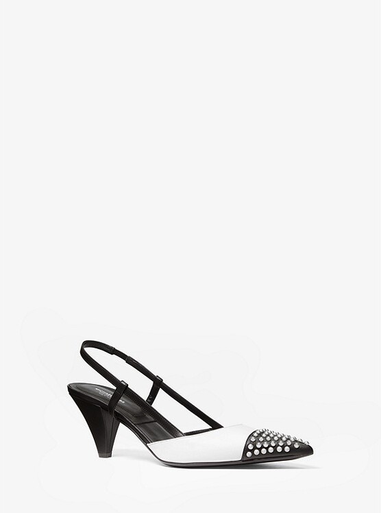 black and white slingbacks