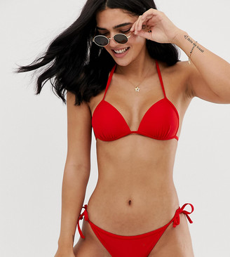New Look tie side bikini bottoms in bright red