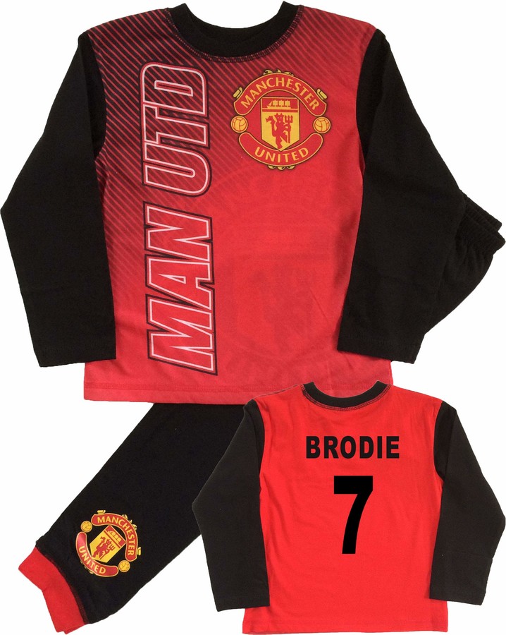 Jim Jams Kids Manchester United Football Club Personalised Pyjamas Ages 2 to 12 Years (56 Years