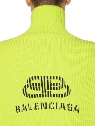 Balenciaga Logo Printed Cotton Turtleneck