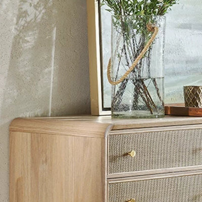 Creature B Comforts Solid Wood Rattan Six-Drawer Chest