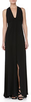 Thumbnail for your product : Carmen Marc Valvo Low-Cut Sleeveless Jersey Gown, Black