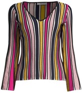 Thumbnail for your product : Milly Stripe Ribbed Bell-Sleeve Top