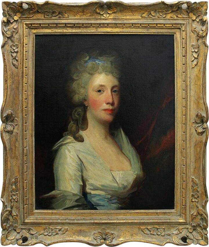 Original Gilbert Stuart Oil Painting Portrait Of Henrietta Hillegas, Ca. 1796