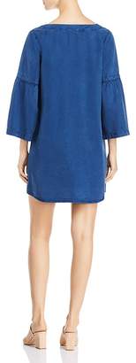 Side Stitch Bell Sleeve Chambray Tunic Dress