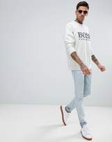 Thumbnail for your product : BOSS Flock Logo Crew Neck Sweat in Cream