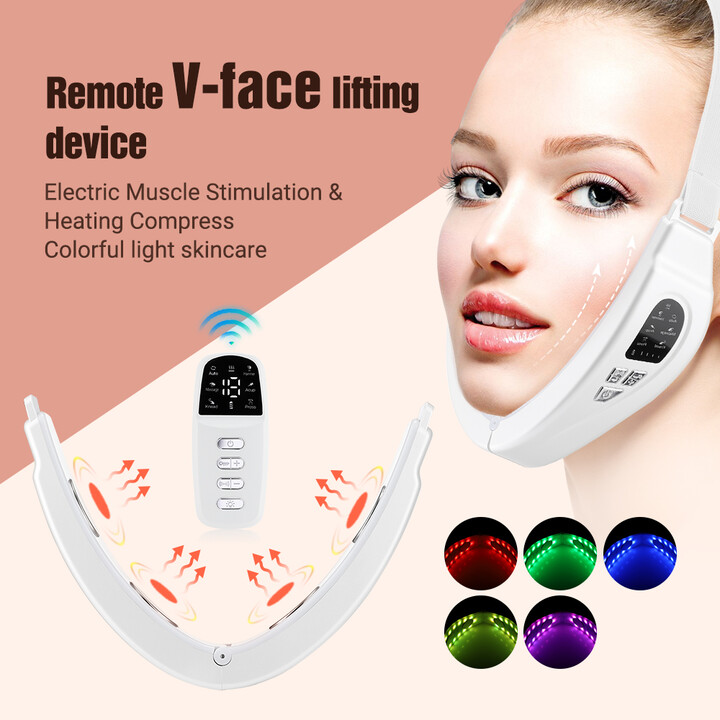 Hailicare V-Line Electric Face Massager 6 Modes Double Chin Eliminator Vibration Facial Vibration Massage Fat Reducer Face Lift Tools