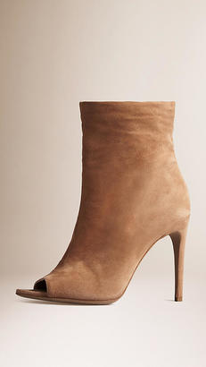 Burberry Suede Peep-toe Boots