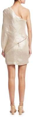 Halston One-Shoulder Jacquard Sheath Dress