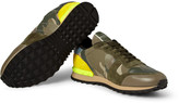 Thumbnail for your product : Valentino Camouflage-Print Leather and Suede Sneakers