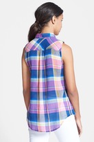 Thumbnail for your product : C&C California Sleeveless Plaid Stretch Cotton Shirt