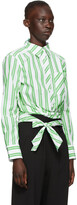 Thumbnail for your product : Ganni White & Green Stripe Wrap Shirt