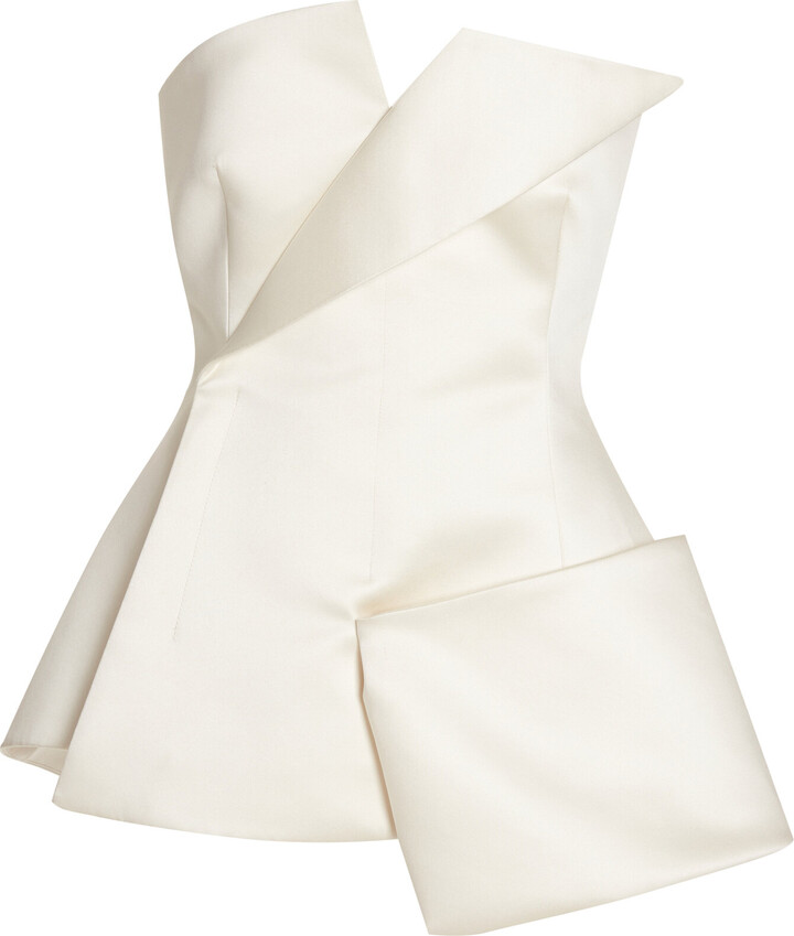 A.W.A.K.E. Mode Asymmetric Satin Corset Top