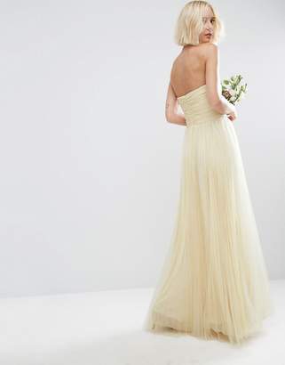 ASOS Edition Bridal Ruched Mesh Bandeau Maxi Dress