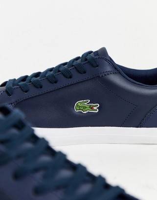 Lacoste lerond sneakers in navy leather - ShopStyle