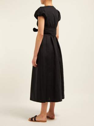 Mara Hoffman Savannah Puff-sleeve Hemp Midi Dress - Womens - Black