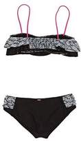 Thumbnail for your product : O'Neill Bikinis Pg Morro Ruffle Bikini - Black Aop W/ White