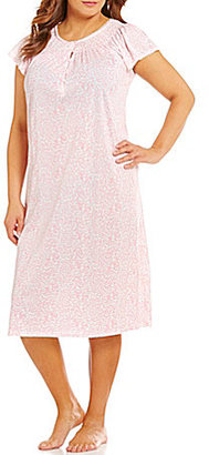 Miss Elaine Plus Paisley Silky-Knit Nightgown