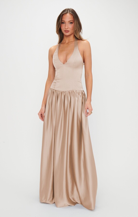 Show Me Your Mumu Eliza Maxi Dress Champagne Luxe Satin