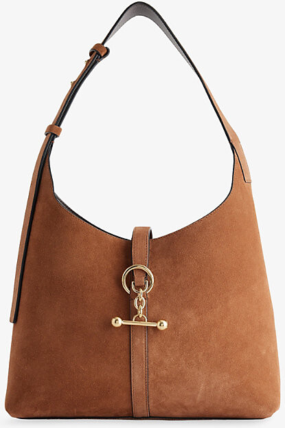 Strathberry Womens Tan Kite Suede Hobo Bag