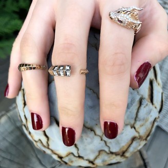 Selda Jewellery Dragon Open Ring With White Diamond