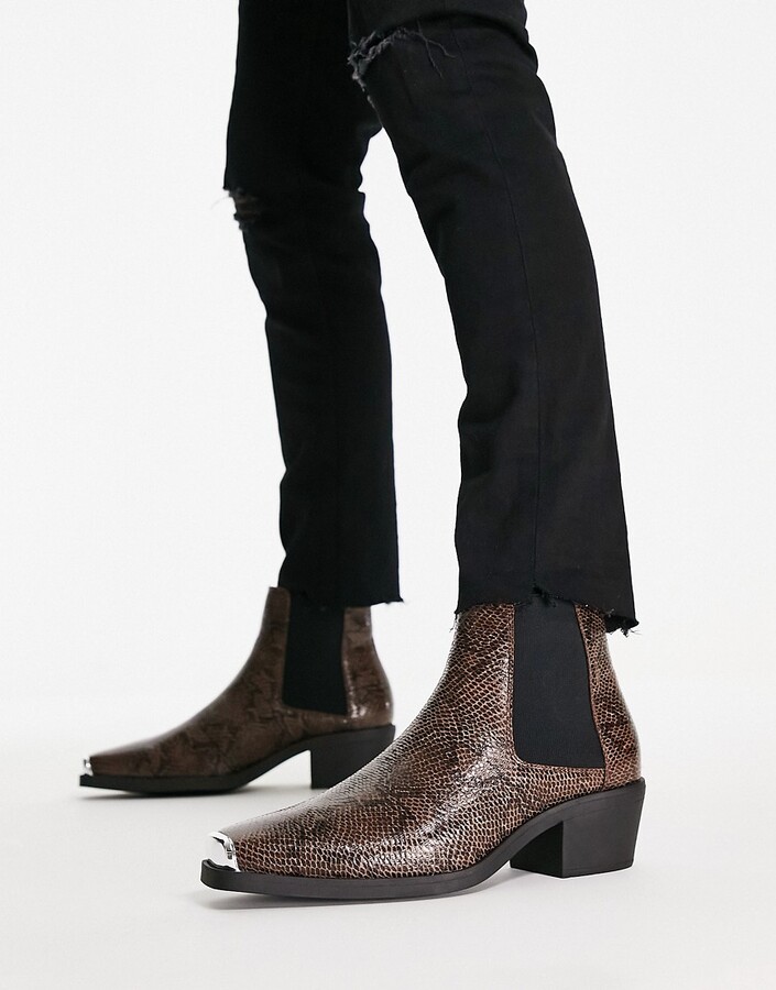 ASOS Cuban boot in faux with toecap in - ShopStyle