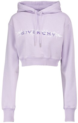 Givenchy Logo cropped cotton jersey hoodie