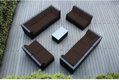 Ebern Designs Pavior Wicker 10 - Person Seating Group with Cushions - No Assembly