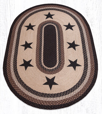 Millwood Pines Verla Black Stars Patch Area Rug