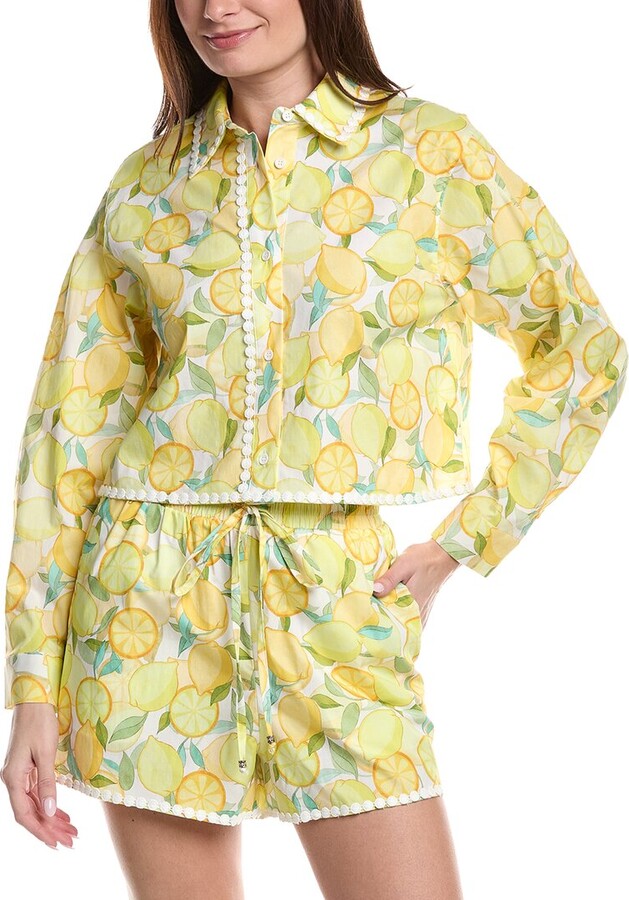 AVEC LES FILLES Cropped Button-Down Shirt