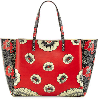 Valentino Covered Mixed Floral-Print Tote Bag, Red Multi