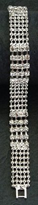 Gc Silver Link Bracelet with Multiple Row Beaded Crystals Fashion Jewelry