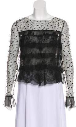 Valentino Silk-Accented Lace Blouse