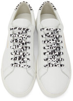 Thumbnail for your product : Saint Laurent White Babycat Print Perforated Calfskin Andy Sneakers