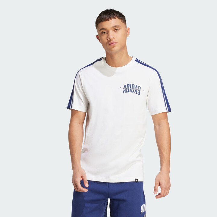 adidas Collegiate Script Graphic Tee White L Mens