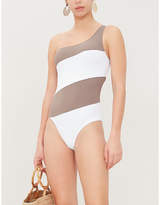 Thumbnail for your product : ALEXANDRA MIRO Rita one-shoulder striped swimsuit