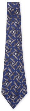 Chanel Vintage Blue Chain & Pearl Silk Tie