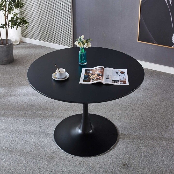 Rasoo 42.1"Black Tulip Table End Table Leisure Coffee Table Round Mdf