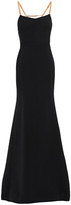 Thumbnail for your product : Victoria Beckham Open-back Leather-trimmed Silk And Wool-blend Gown