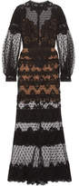 Thumbnail for your product : Elie Saab Cotton-blend Guipure Lace And Swiss-dot Tulle Gown - Black