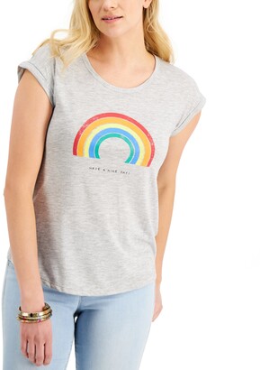 Style&Co. Style & Co Rainbow Nice Day Graphic T-Shirt, Created for Macy's